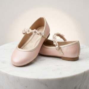 girls elegant floral pearl princess ballet flats